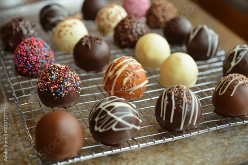 Assortment of delicious chocolate truffles and bonbons