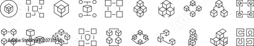 Various Cubes Outline Icon Collection. Editable Stroke. Perfect for Infographics, Articles, Books, Flyers, Banners