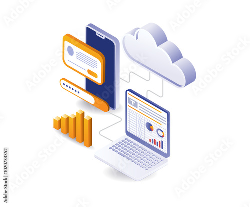 Smartphone data analyst computer cloud server