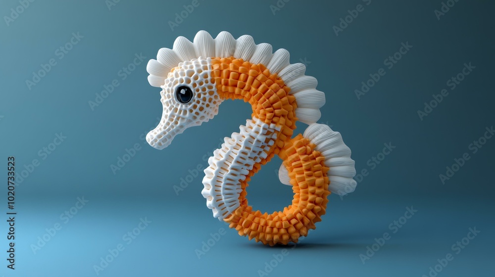 Handmade crochet seahorse with orange and white candy beads Handmade crochet seahorse with orange and white candy beads