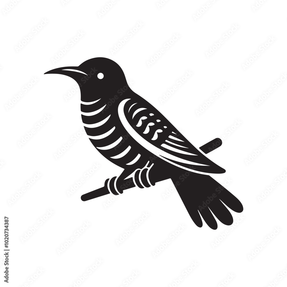 Obraz premium a cuckoo bird silhouette vector illustration on white background
