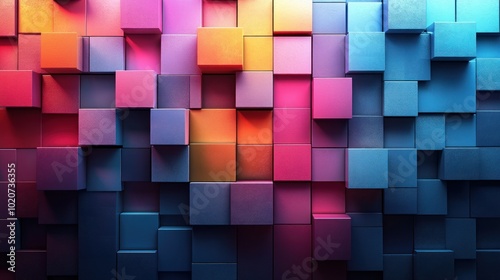 Colorful Abstract Cube Wall