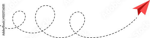 Paper Plane Dotted Route Line
