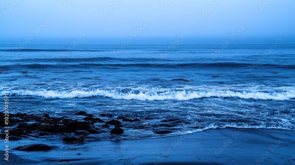 Seascape with Waves Crashing on a Beach Seascape with Waves Crashing on a Beach