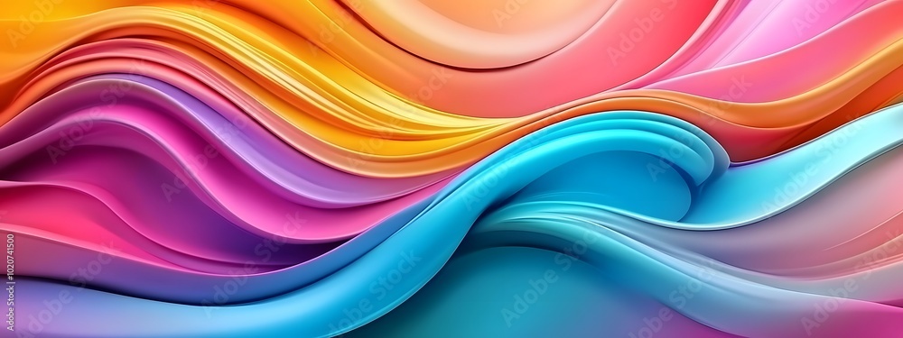 Vibrant rainbow colors swirling in fluid, wavy patterns on an abstract background Vibrant rainbow colors swirling in fluid, wavy patterns on an abstract background