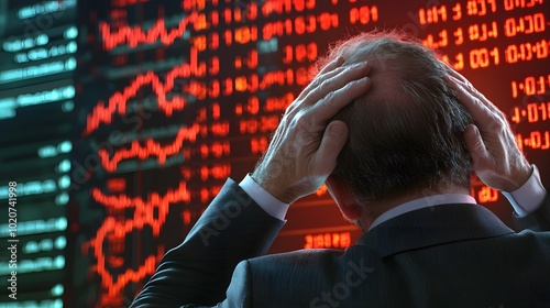 Businessman Stressed By Stock Market Decline.