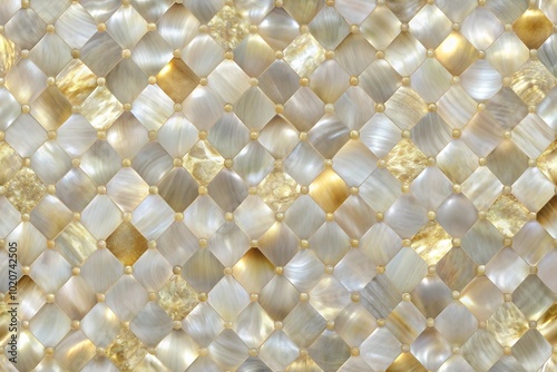 Elegant Mother of Pearl Mosaic in Gold and Silver for Luxury Interior Design