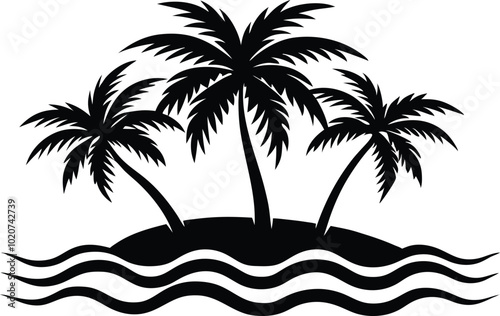 Wallpaper Mural Tropical island silhouette featuring palm tree Torontodigital.ca