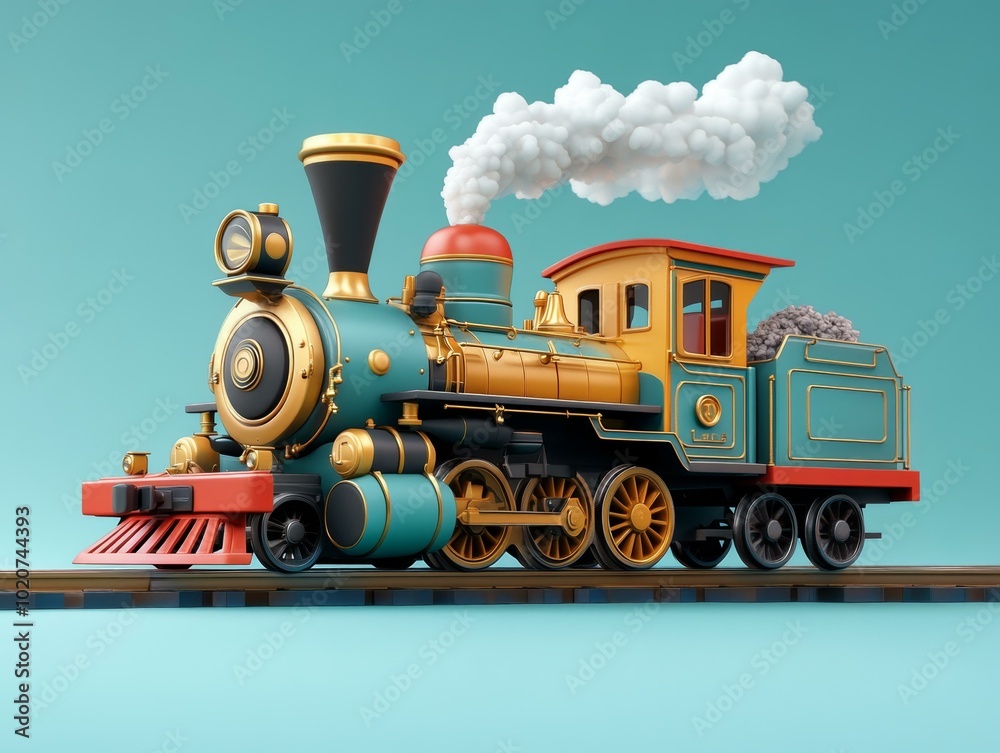 Naklejka premium Illustration of Vintage Steam Locomotive