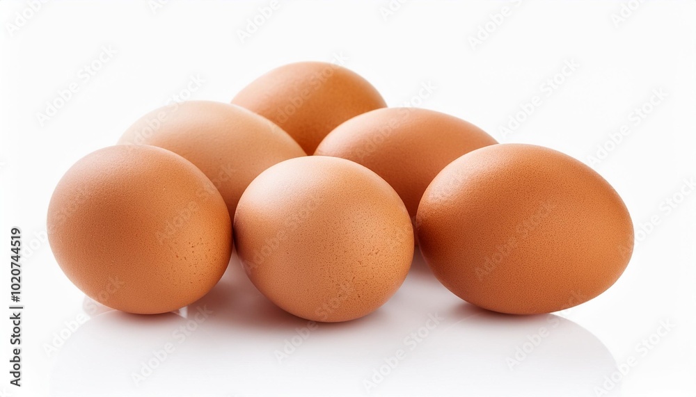several fresh brown eggs isolated on a white background several fresh brown eggs isolated on a white background