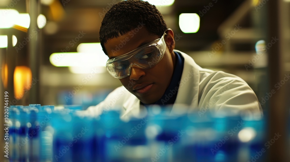 Scientist examining samples in laboratory