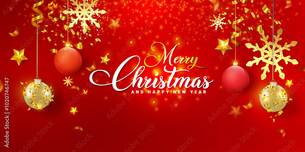 Merry Christmas and Happy New Year realistic background design with Christmas tree, ball snow, and bokeh sparkle effect. Merry Christmas holiday design. Realistic Christmas invite card design. Merry Christmas and Happy New Year realistic background design with Christmas tree, ball snow, and bokeh sparkle effect. Merry Christmas holiday design. Realistic Christmas invite card design.