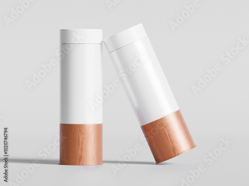 Bottle water with realistic wood texture on gray background