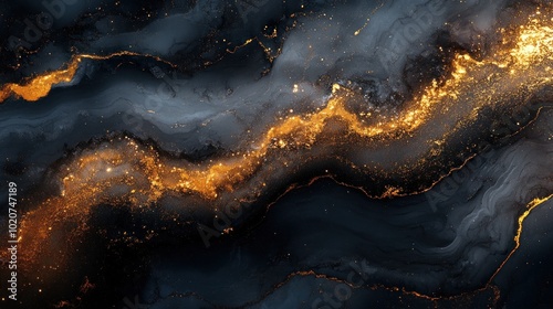 Abstract Galaxy Gold and Dark Blue