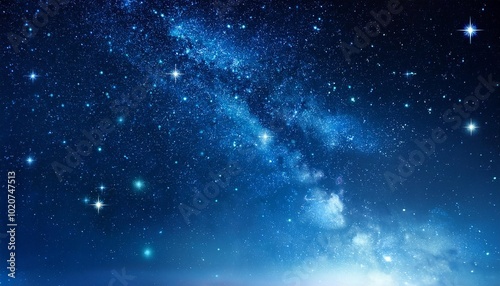 night shining starry sky blue space background with stars cosmos