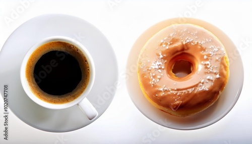 donut and coffee isolated