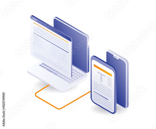 Computer data processing work with smartphone