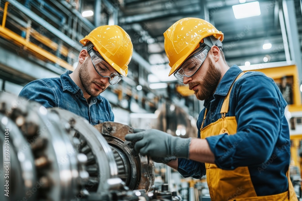 Two People Collaborating in an Engineering Workshop