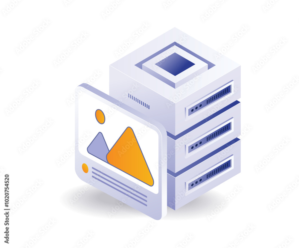 Cloud server data technology isometric illustration Cloud server data technology isometric illustration