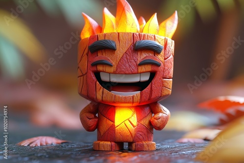 Cute Chia PET Blockhead Figure, Charming Autumn Theme