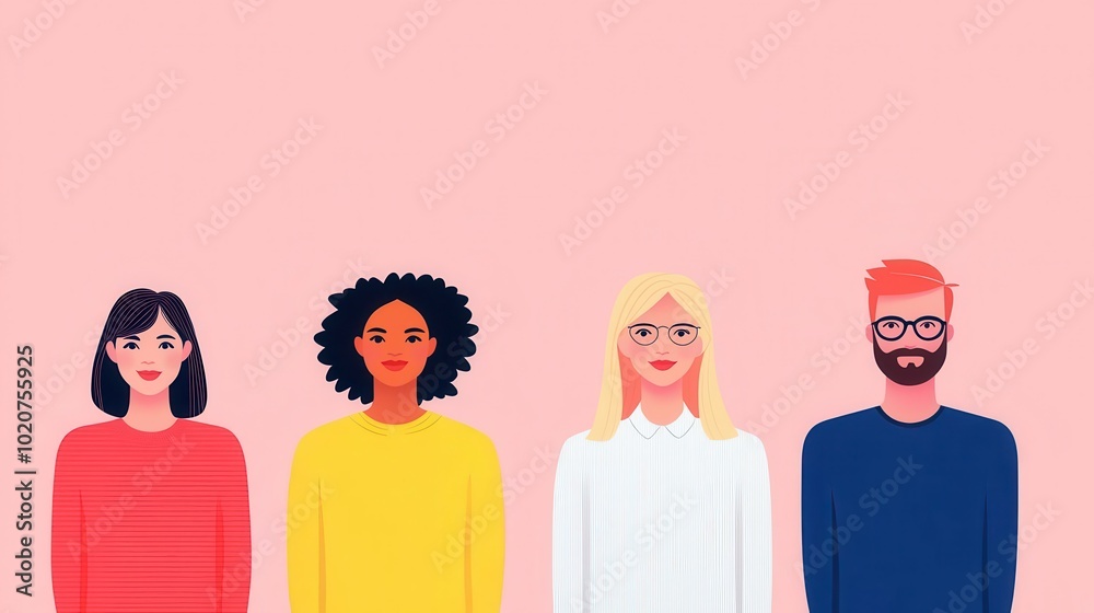 Inclusive workplace, team collaborating in harmony, focus on equity, flat design illustration Inclusive workplace, team collaborating in harmony, focus on equity, flat design illustration
