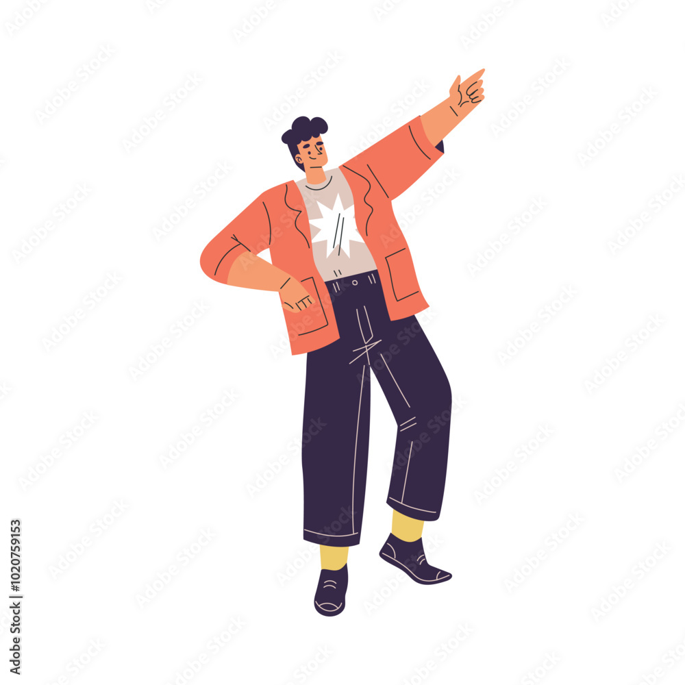 Dancing Man Character in Rhythmic Movement Pose Vector Illustration Dancing Man Character in Rhythmic Movement Pose Vector Illustration