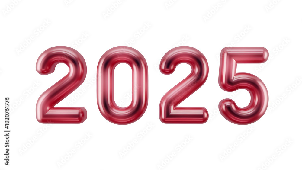 2025 number in red shiny 3d style isolated on transparent background, new year text 2025 number in red shiny 3d style isolated on transparent background, new year text