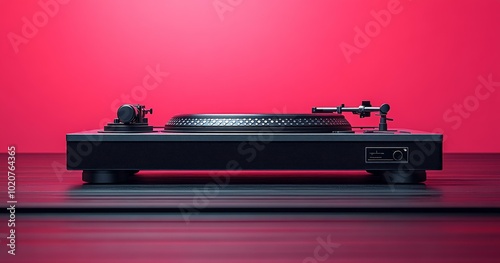 Modern DJ Mixer on Red Background