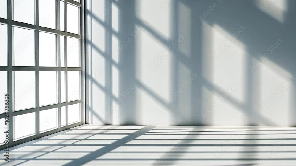 Sunlight shining through the window of an empty office. The sun is moving across the sky, casting shadows that slowly change over time Sunlight shining through the window of an empty office. The sun is moving across the sky, casting shadows that slowly change over time