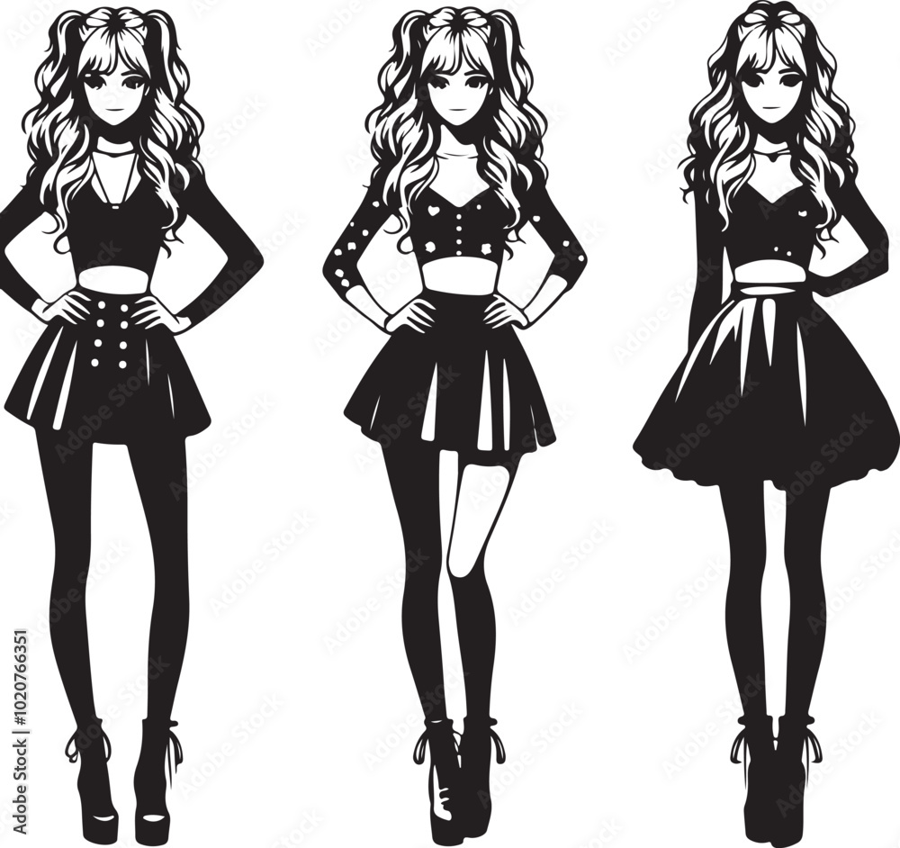 Minimalistic Black Silhouette of a Female Figure for Art and Design Minimalistic Black Silhouette of a Female Figure for Art and Design