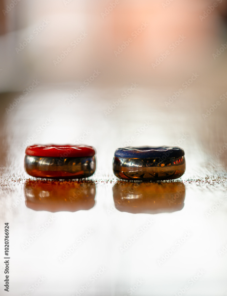 Playing a game of shuffleboard. Playing a game of shuffleboard.