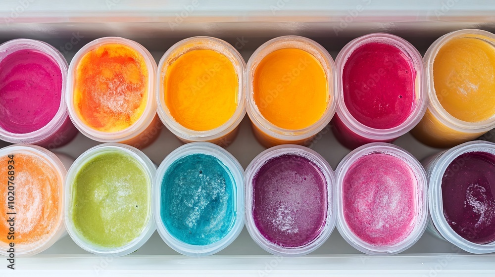 Colorful Smoothie Packs in Freezer Drawer Colorful Smoothie Packs in Freezer Drawer