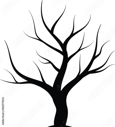 Leafless Tree Silhouette Vector Design, Dead Tree