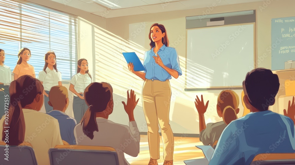 teacher leading classroom discussion with students teacher leading classroom discussion with students