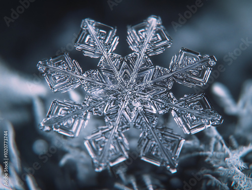 A delicate crystal snowflak...