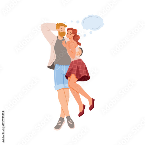 Man and Woman Character Dreaming with Cumulus Cloud Imagining Vector Illustration