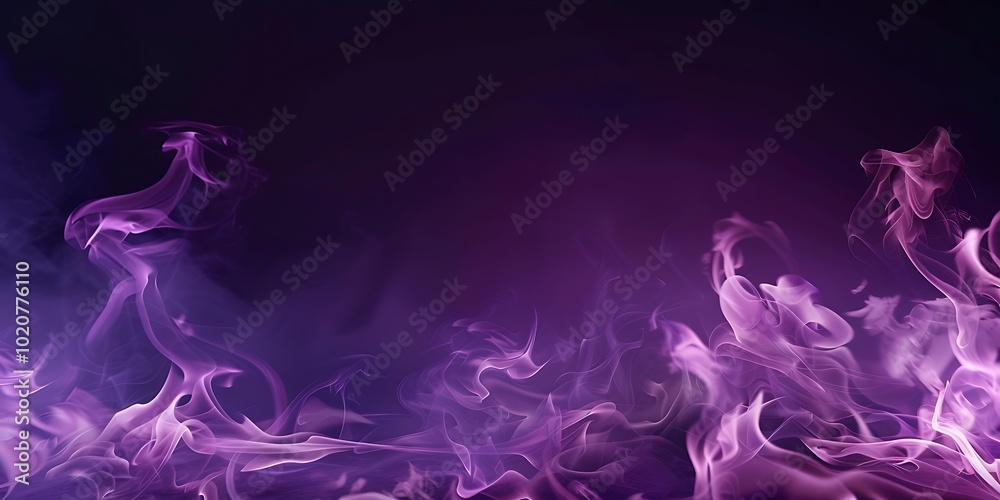 Fototapeta premium Purple fire flames isolated on black background. Abstract background for design