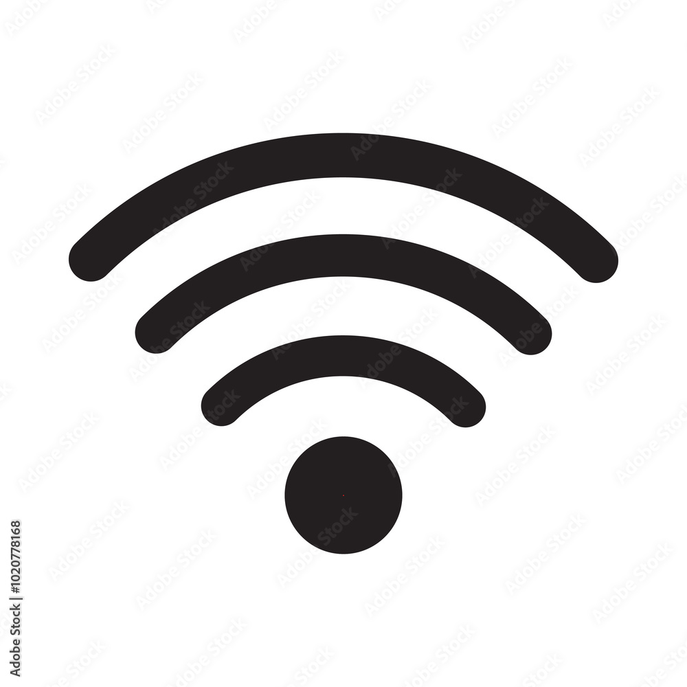 WiFi black icon vector illustration. Wireless internet signal or ISP hotspot connection flat symbol. WiFi signal symbol in flat design style. Communication sign.