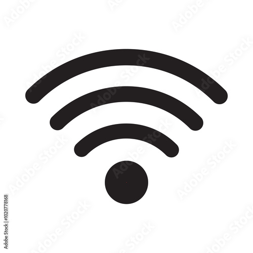 WiFi black icon vector illustration. Wireless internet signal or ISP hotspot connection flat symbol. WiFi signal symbol in flat design style. Communication sign.