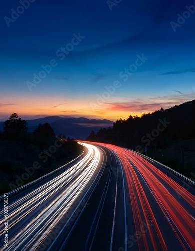 Highway lights at dusk