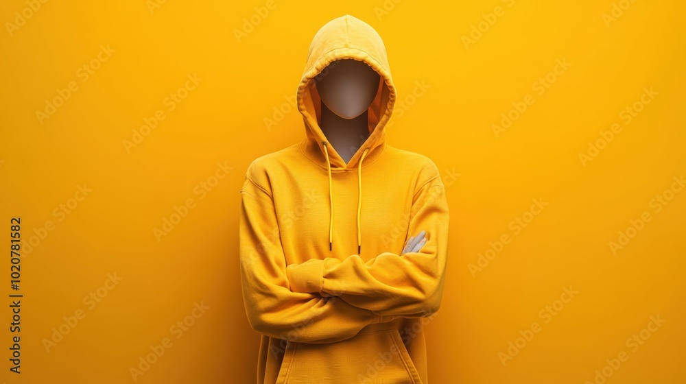 person in yellow hoodie standing against yellow background person in yellow hoodie standing against yellow background