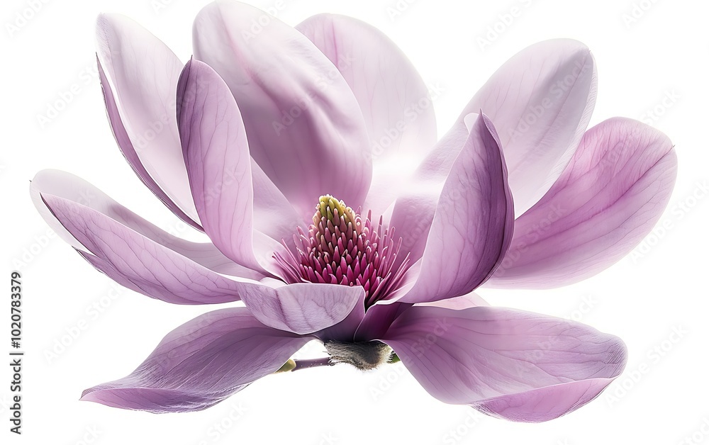 Purple magnolia flower isolated on white background with clipping path.