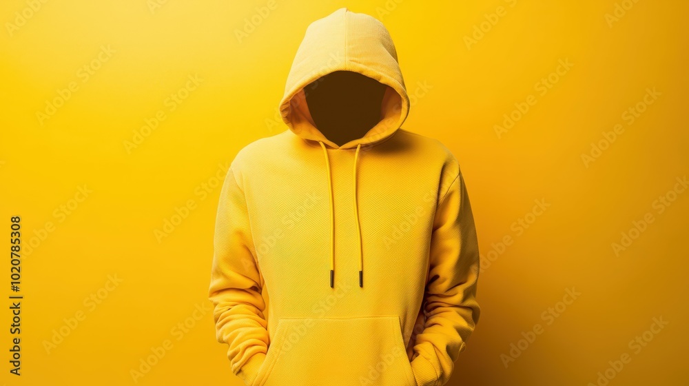 Hooded person in bright yellow hoodie Hooded person in bright yellow hoodie