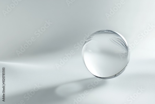 Minimalistic 3D Glass Ball on Smooth Surface – Perfect for Modern Design, Print, Poster, Digital Art