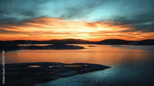 A serene sunset over an arc...