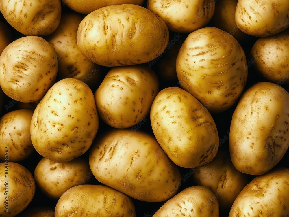 Potatoes, very many fresh potatoes close-up. Texture of potato tubers, background of vegetables. Potatoes, very many fresh potatoes close-up. Texture of potato tubers, background of vegetables.