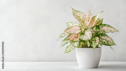 Vibrant houseplant in white pot