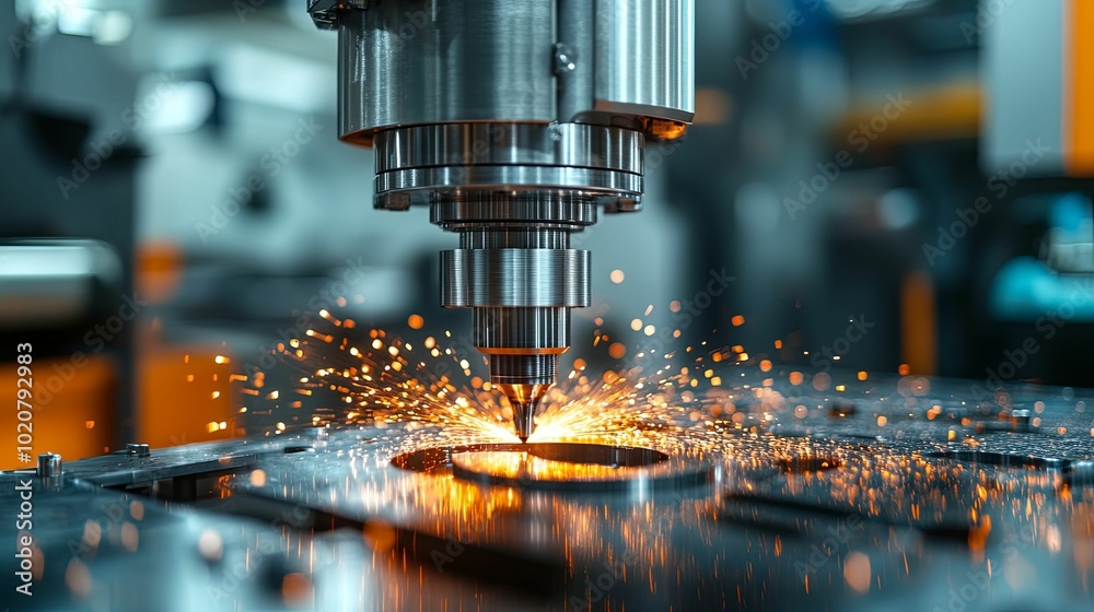 Industrial Metal Cutting Machine with Sparks Industrial Metal Cutting Machine with Sparks