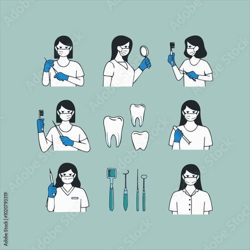 Simple Dentist Related Vector Line Icons