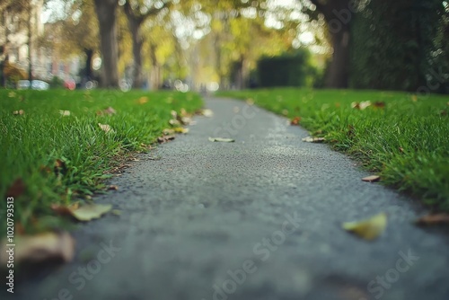 Wallpaper Mural A Gray Path Leading Through a Blurred Green Park Torontodigital.ca
